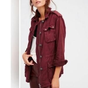 Free People Not Your Brothers Surplus Red Coat Jacket